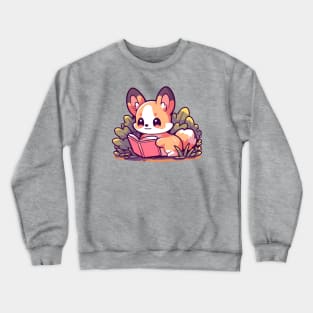 Kawaii Corgi Reading Crewneck Sweatshirt